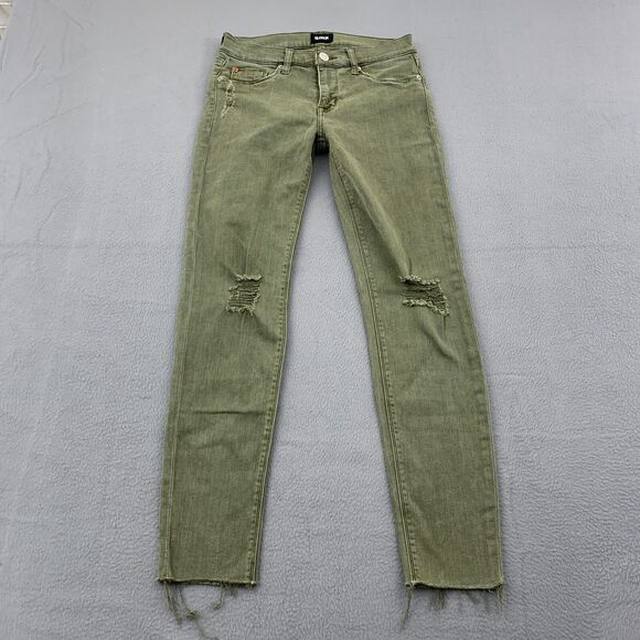 Hudson Jeans Size 27 Stretch Krista Ankle Super Skinny Raw Hem Olive Green Army - Picture 1 of 15